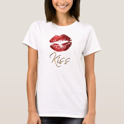 Kiss _ Red Glitter Lips T_Shirt