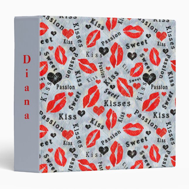 Kiss, red lips. 3 ring binder (Front/Spine)