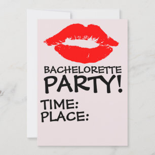 KISS RED LIPS BACHELORETTE PARTY INVITATIONS