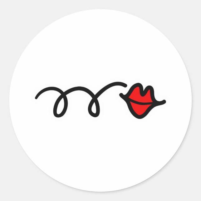 Kiss red lips classic round sticker (Front)
