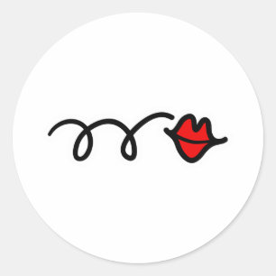 Kiss red lips classic round sticker