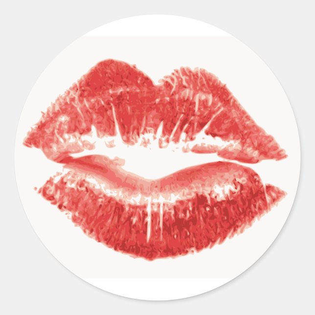 Kiss, red lips classic round sticker (Front)
