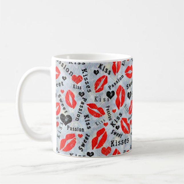 Kiss, red lips. coffee mug (Left)