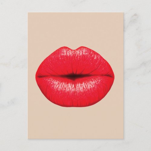 KISS RED LIPS MOUTH POSTCARD