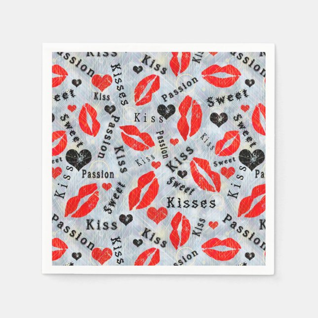 Kiss, red lips. napkins (Front)