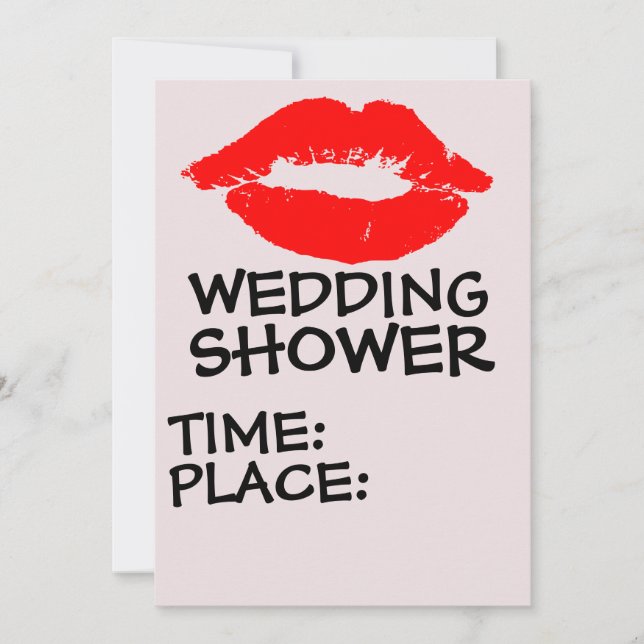 KISS RED LIPS WEDDING SHOWER PARTY INVITATIONS (Front)