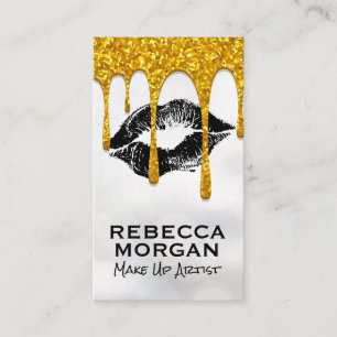 Kiss Stain Gold Glitter Drip Boke Background Business Card