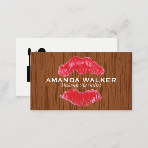 Kiss Stain Lipstick  Wood Texture Business Card