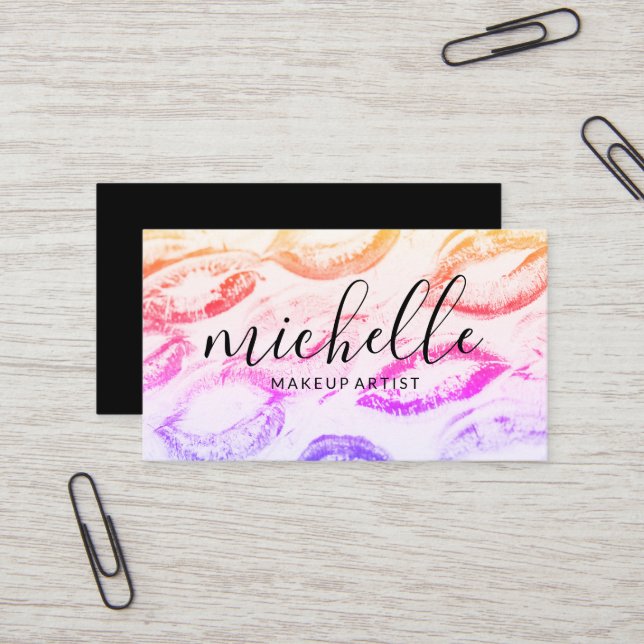 Kiss Stains Background | Make Up Business Card (Front/Back In Situ)