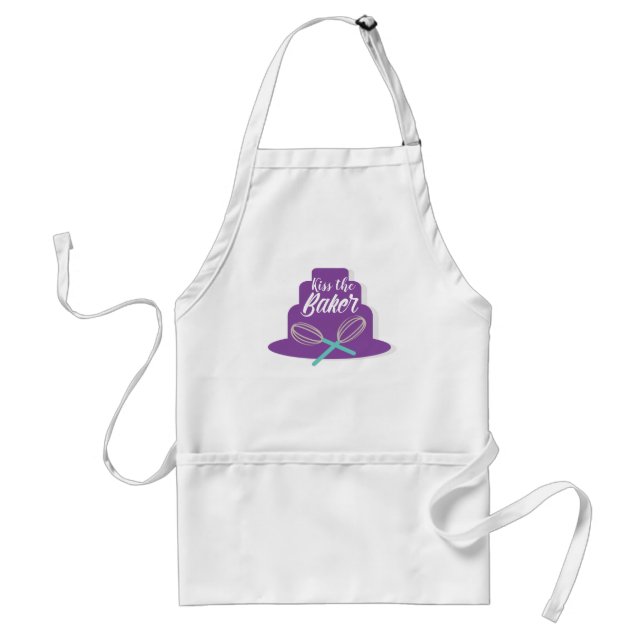 Kiss the Baker Cake and Whisk Adult Apron (Front)