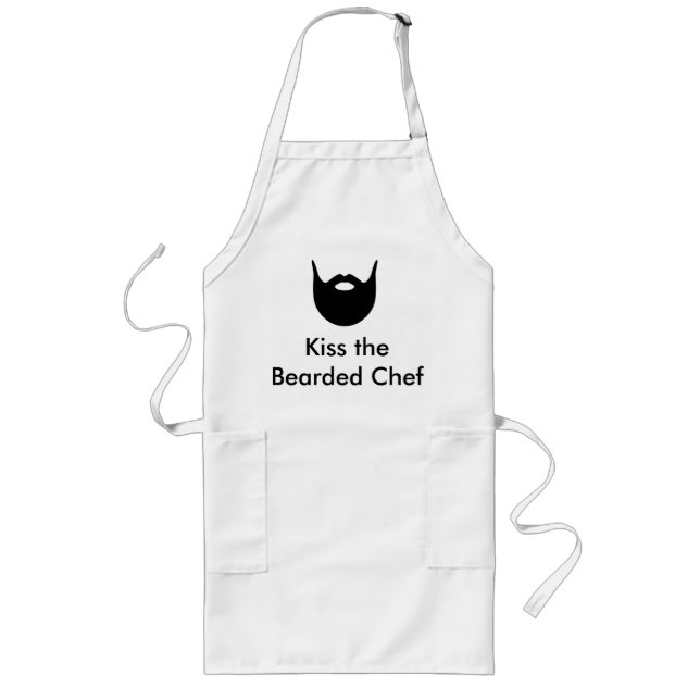 Kiss the Bearded Chef - white apron (Front)