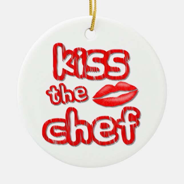 Kiss The Chef Christmas Ornament (Front)