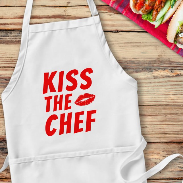 Kiss The Chef Funny Boyfriend Apron (Kiss the Chef! Always kiss the chef! Fun gift for your boyfriend or girlfriend)