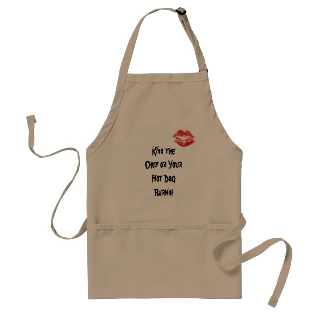 Kiss the Chef or Your Hot Dog Burns! Adult Apron (Front)