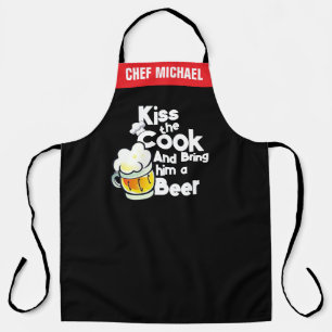"Kiss the Cook" Apron - Funny Black Chef Apron