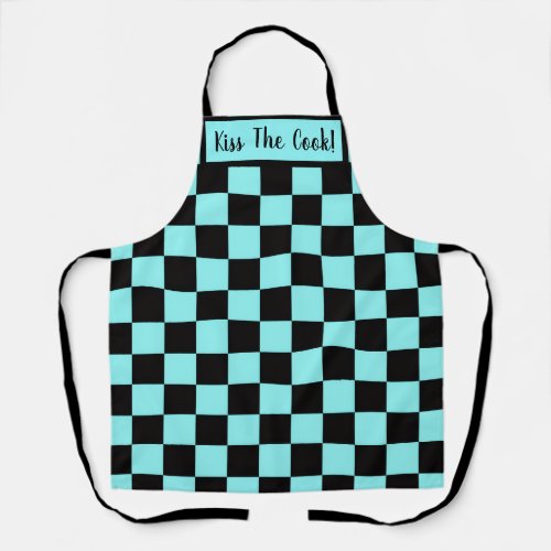 Kiss the Cook! Aqua &amp; Black Apron