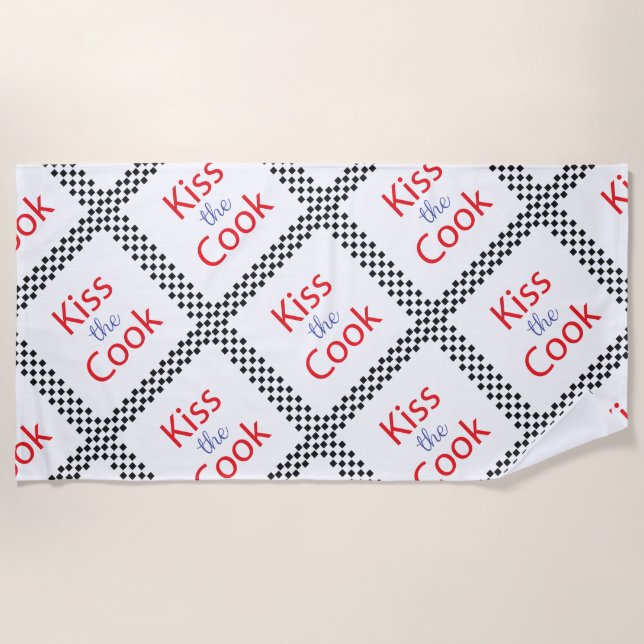 Kiss The Cook Beach Towel (Front)