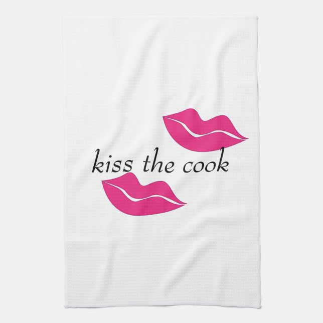      kiss the cook big lips  modern design,   kitchen towel (Vertical)