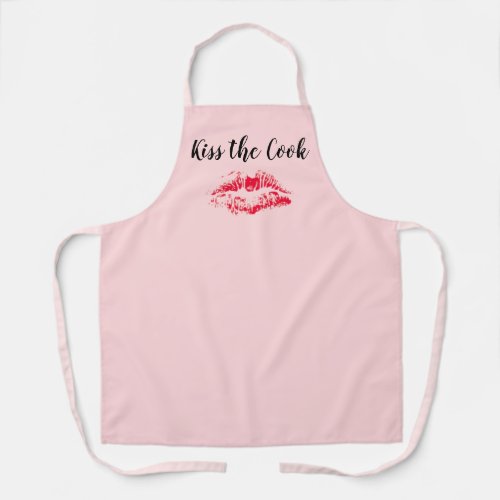 Kiss The Cook Blush Pink Red Kiss Valentines Apron