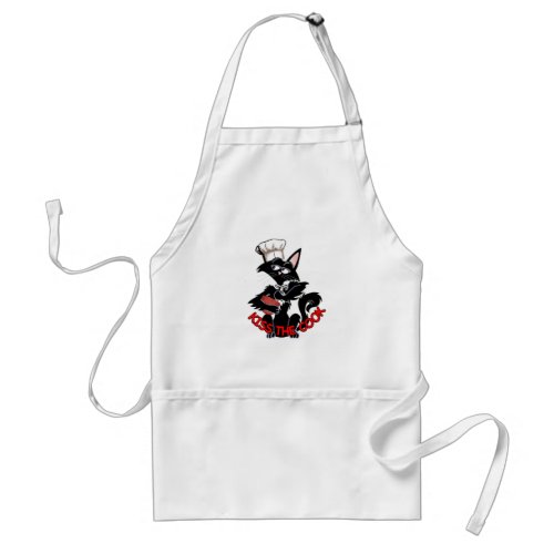 kiss the cook cartoon cat  adult apron