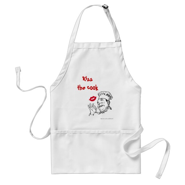 Kiss the cook. Chef father dad's Adult Apron (Front)