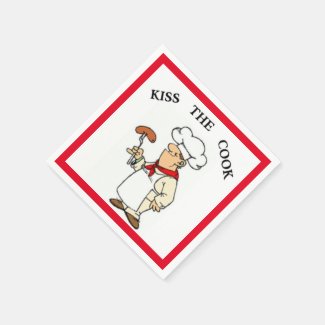 "KISS THE COOK" CHEF PAPER NAPKINS