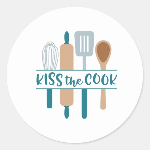 Kiss The Cook Classic Round Sticker