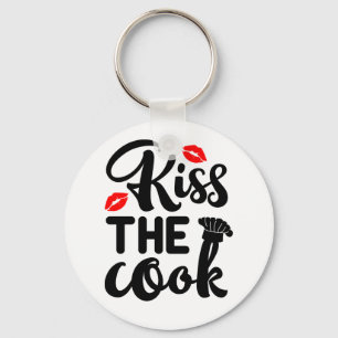 Kiss the Cook, Cooking, Baking, Chef Baker Kitchen Keychain