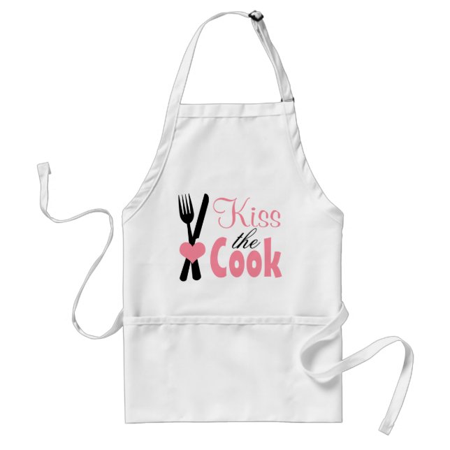 Kiss the Cook - Cute Knife & Fork Apron (Front)