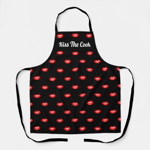 Kiss the cook cute red lip kitchen apron for women