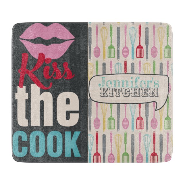 Kiss The Cook Cutting Board (Front)