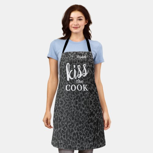 Kiss The Cook Food Chef Kitchen Animal Glitter Apron