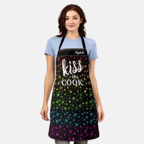 Kiss The Cook Food Chef Kitchen BBQ Baker Glitter  Apron