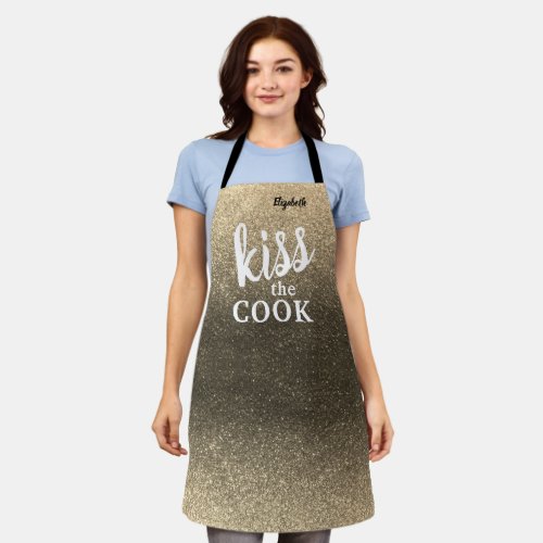 Kiss The Cook Food Chef Kitchen BBQ Baker Glitter Apron