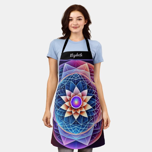 Kiss The Cook Food Chef Kitchen BBQ Baker Mandala Apron (Worn)