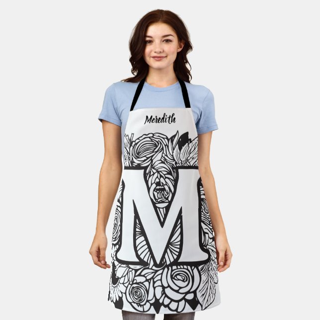 Kiss The Cook Food Chef Kitchen BBQ Baker Monogram Apron (Worn)