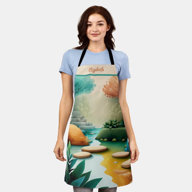 Kiss The Cook Food Chef Kitchen BBQ Baker Natural Apron (Worn)