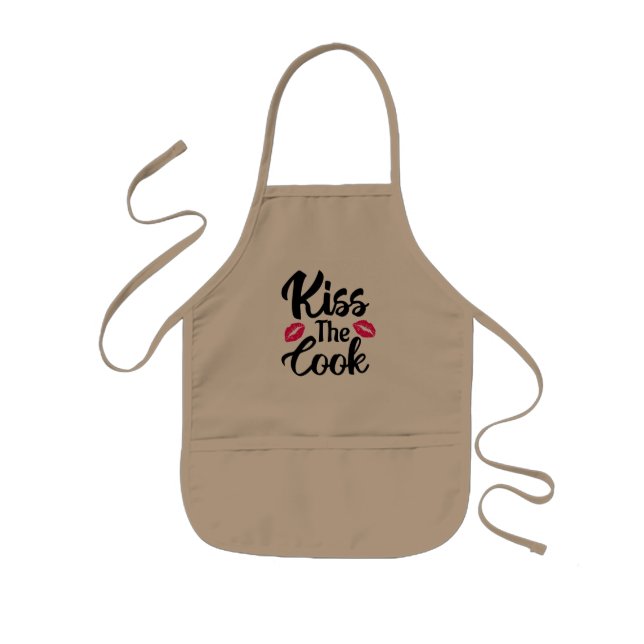 Kiss The Cook, Funny Novelty Gift, Funny Cook  Kids' Apron (Front)