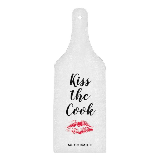 Kiss the Cook Funny Quote Personalized Cutting Board (Front)