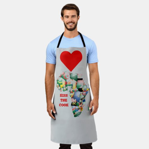 Kiss the Cook I Love Africa Apron