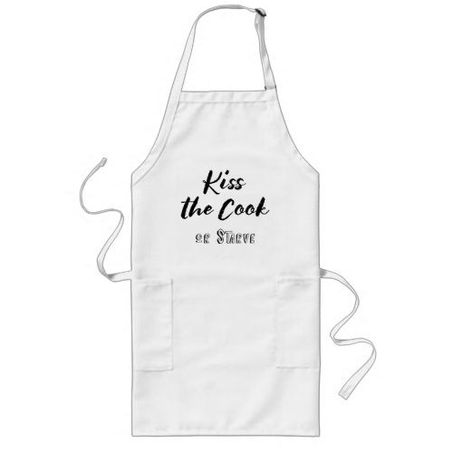 Kiss the Cook or Starve Cheeky Typography Long Apron