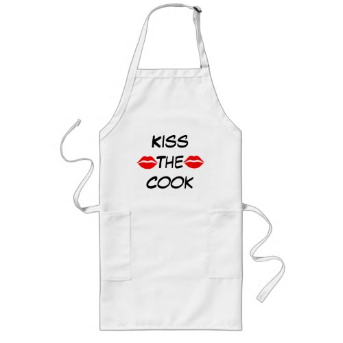 Kiss The Cook Red Lips Art Words Sayings Long Apron