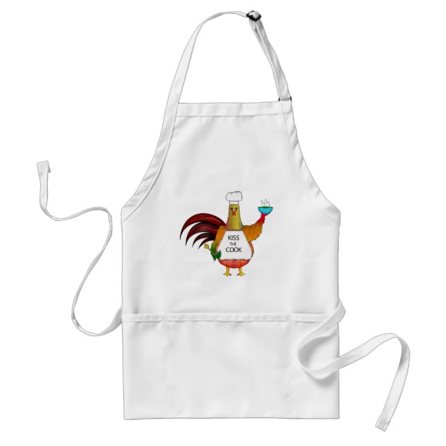 Kiss The Cook Rooster Character Adult Apron (Front)