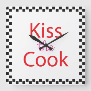 Kiss The Cook Square Wall Clock