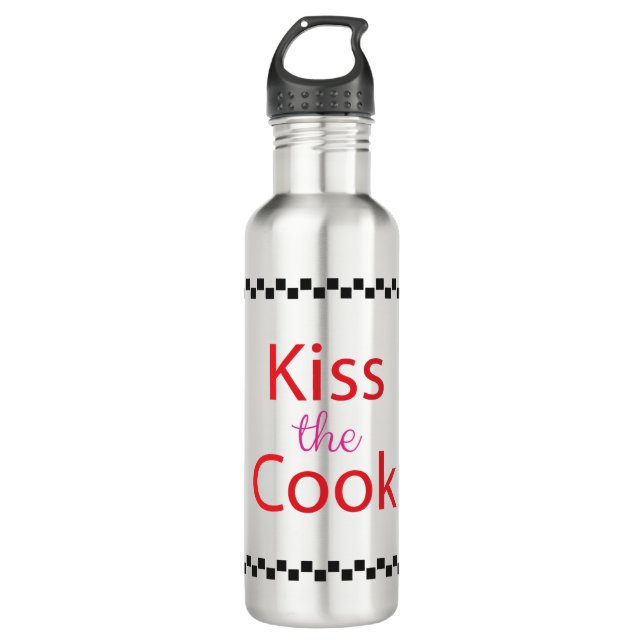 Kiss The Cook Stainless Steel Water Bottle (Front)