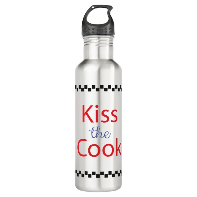 Kiss The Cook Stainless Steel Water Bottle (Front)