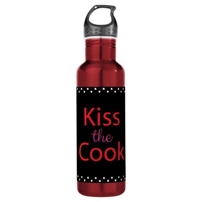Kiss The Cook Stainless Steel Water Bottle (Front)