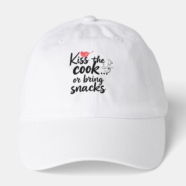 '''KISS THE COOK'' TYPOGRAPHY QUOTE HAT (Front)