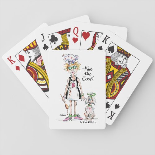 Kiss the Cook vignette tired woman needs support Playing Cards