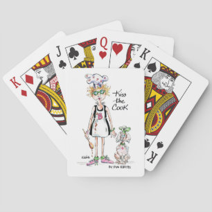 "Kiss the Cook" vignette tired woman needs support Poker Cards